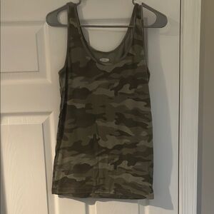 Old Navy Green and Brown Fitted Sleeveless Tank Top